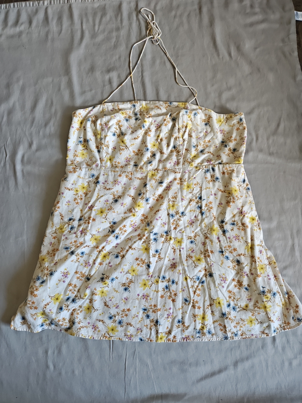 Old Navy Floral Halter Mini Dress in Cream, Yellow and Blue